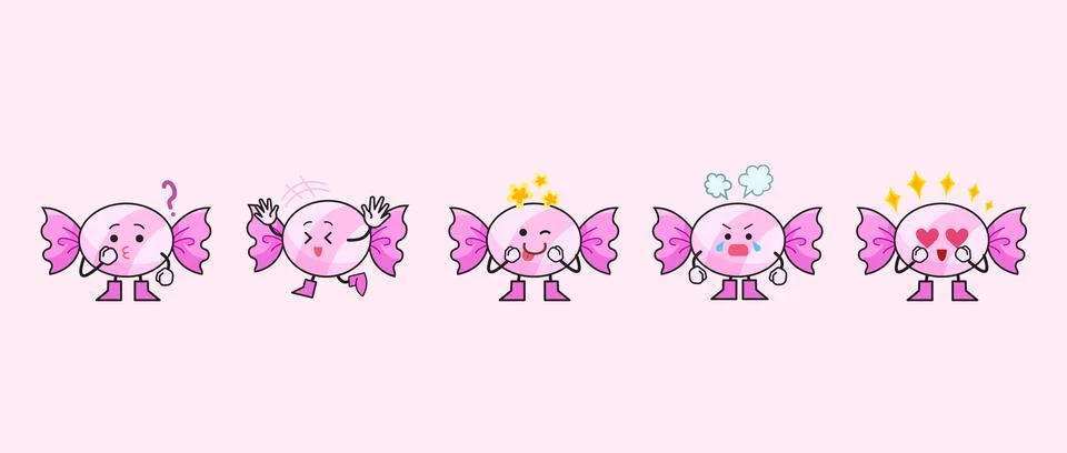 Pink candy character set bundle Stock Illustration