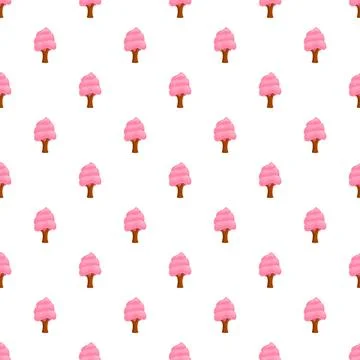 Pink candy floss trees seamless repeating pattern Illustrazione stock