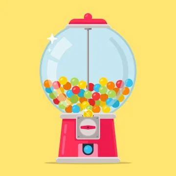 Pink candy machine for kids. multi-colored chewing balls Stock Illustration