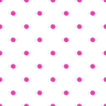 Pink candy with wings seamless pattern background Stock Illustration