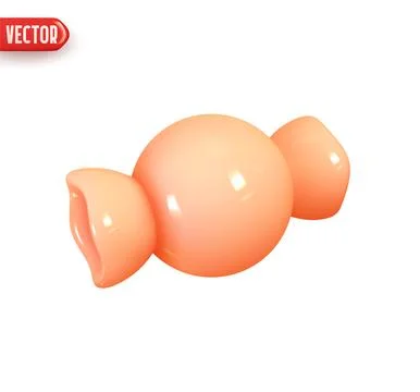 Pink candy in wrapper. Abstract minimal element decor. Realistic 3d design el Stock Illustration