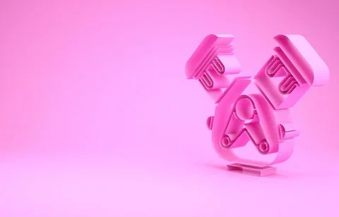 Pink Car engine icon isolated on pink background. Minimalism concept. 3d illu Stock Illustration