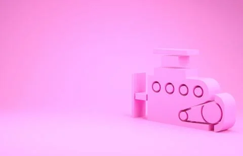 Pink Car engine icon isolated on pink background. Minimalism concept. 3d illu Stock Illustration