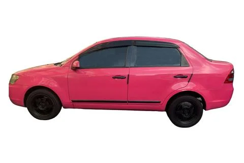 Pink car with isolate background on white Stock Photos