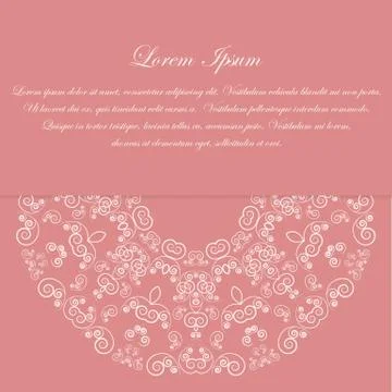 Pink card design with ornate pattern Stock Illustration
