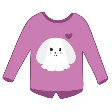 Pink cardigan with a rabbit pattern. Vector illustration isolated on a white Stock Illustration