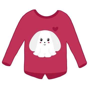 Pink cardigan with a rabbit pattern. Vector illustration isolated on a white Stock Illustration