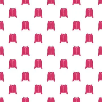 Pink cardigan repeating pattern on white background Stock Illustration