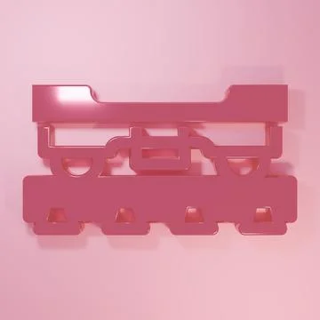 Pink Cargo train wagon icon isolated on pink background. Freight car. Railr.. Stock Illustration