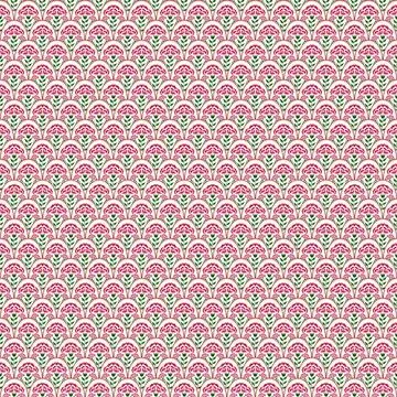 Pink Carnation Floral Pattern with Geometric Arch Motifs Stock Illustration