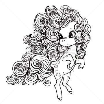 Pink cartoon fairytale unicorn Stock Illustration