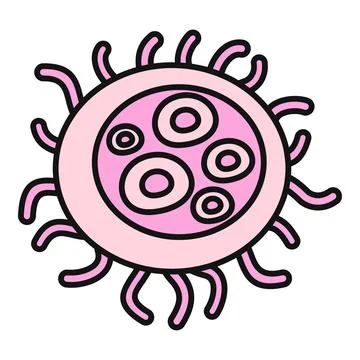 Pink cartoon microbe cell displaying microorganisms or bacteria concept 스톡 일러스트