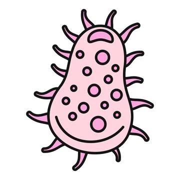 Pink cartoon microbe germ or bacteria illustration Stock Illustration
