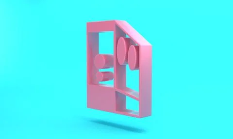 Pink Case of computer icon isolated on turquoise blue background. Computer se Illustrazione stock