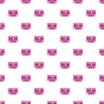 Pink cassette tape repeating pattern for music nostalgia Stock Illustration