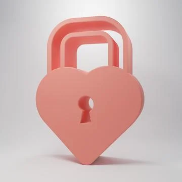 Pink Castle in the shape of a heart icon isolated on pink background. Locke.. Stock Illustration