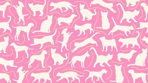 Pink cat and dog pattern Stock Illustration