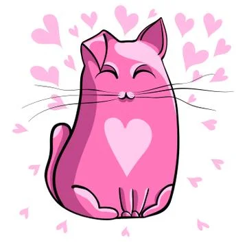 Pink cat. イラスト素材