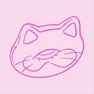 Pink Cat Inflatable Swim Ring Hand Drawn Summer Illustration Stock Illustration