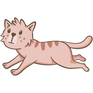 Pink cat running Иллюстрация