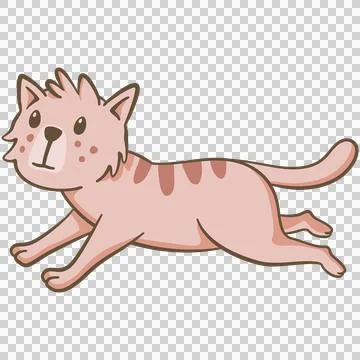 Pink cat running Stock Illustration