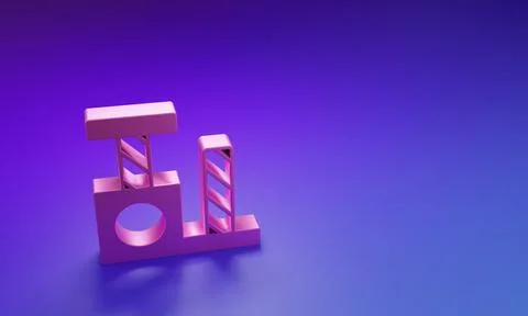 Pink Cat scratching post with toy icon isolated on purple-blue background. .. Stock Illustration