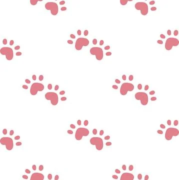Pink cat seamless pattern. Meow and cat paws background vector illustration Illustrazione stock