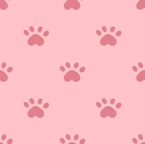 Pink cat seamless pattern. Meow and cat paws background vector illustration Stockillustratie