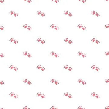 Pink cat seamless pattern. Meow and cat paws background vector illustration イラスト素材