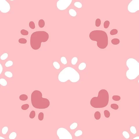 Pink cat seamless pattern. Meow and cat paws background vector illustration Stockillustratie