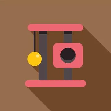 Pink cat tree scratching post with hanging ball flat design illustration 스톡 일러스트