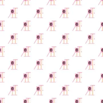 Pink cat tree scratching post seamless pattern 库存插图