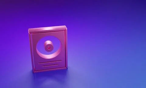 Pink CD disk award in frame icon isolated on purple-blue background. Modern.. イラスト素材