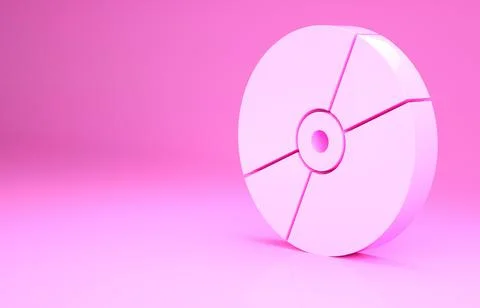 Pink CD or DVD disk icon isolated on pink background. Compact disc sign. Mini Stock Illustration