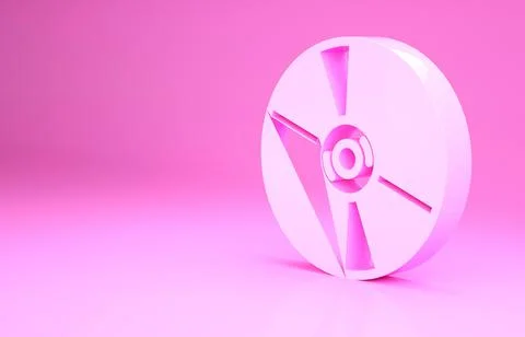 Pink CD or DVD disk icon isolated on pink background. Compact disc sign. Mini Stock Illustration