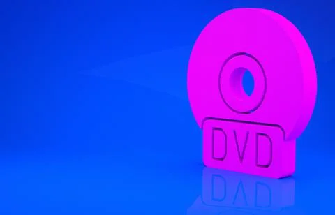 Pink CD or DVD disk icon isolated on blue background. Compact disc sign. Mini Stock Illustration