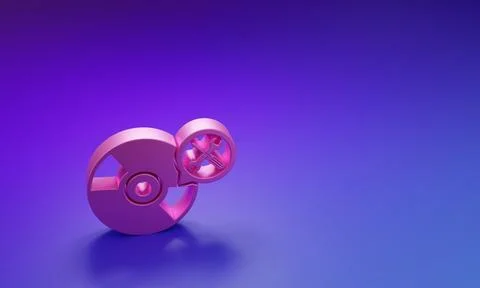 Pink CD or DVD disk with screwdriver and wrench icon isolated on purple-blu.. Stock Illustration