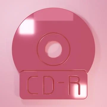 Pink CD or DVD disk icon isolated on pink background. Compact disc sign. Mi.. Stock Illustration