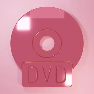 Pink CD or DVD disk icon isolated on pink background. Compact disc sign. Mi.. Stock Illustration