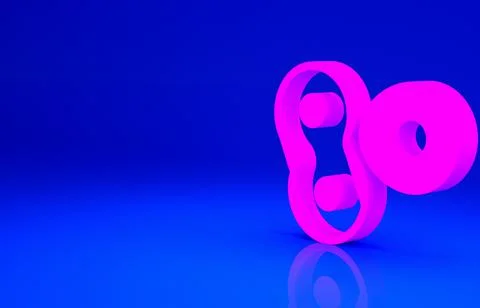 Pink Cell division process icon isolated on blue background. Minimalism conce Illustrazione stock