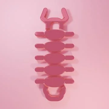 Pink Centipede insect icon isolated on pink background. Minimalism concept... Stock Illustration