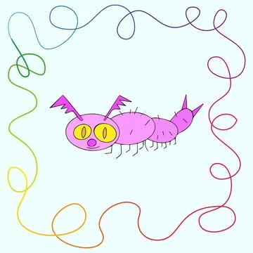 Pink centipede on a light background Stock-Illustration