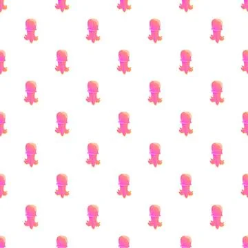 Pink cephalopod repeating pattern on white background Illustrazione stock