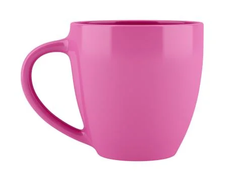 Pink ceramic cup isolated on white background. 3d illustration Stock Illustration