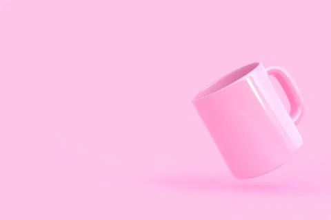 Pink Ceramic cup or empty mug for coffee, drink or tea on pink background Stock Illustration