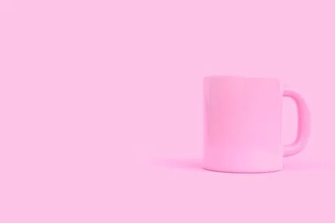 Pink Ceramic cup or empty mug for coffee, drink or tea on pink background Stock Illustration