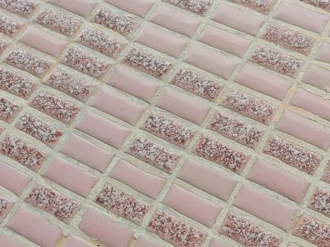 Pink Ceramic Mosaic Tile Texture Background With Geometric Pattern 스톡 사진