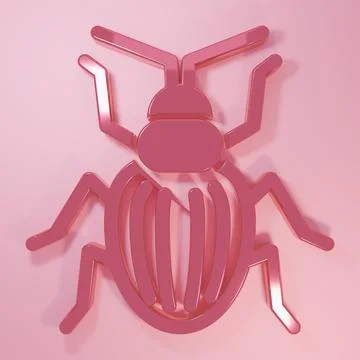 Pink Chafer beetle icon isolated on pink background. Minimalism concept. 3D.. Stock Illustration