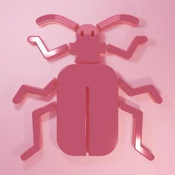 Pink Chafer beetle icon isolated on pink background. Minimalism concept. 3D.. Stock Illustration