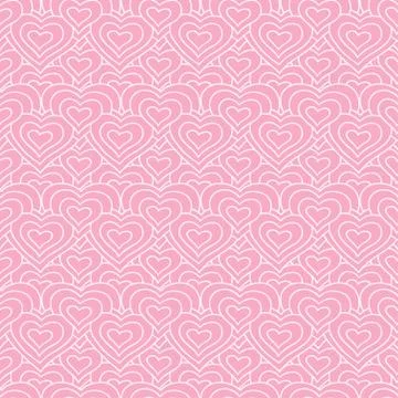 Pink chain of hearts vector seamless pattern Illustrazione stock